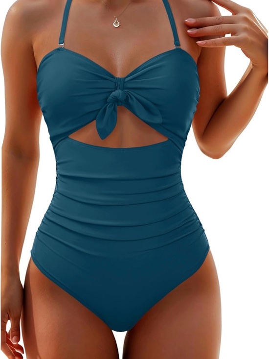 Tempt Me Other - Teal Knot Front One-Piece Swimsuit